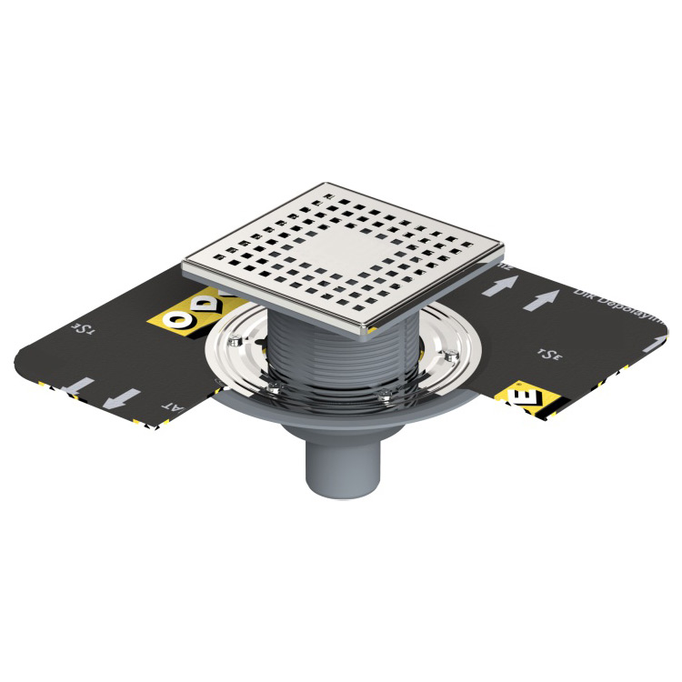 15x15 cm Paslanmaz Çerçeveli Bitüm Membranlı (EPDM) Takım Süzgeç / Alt Çıkış