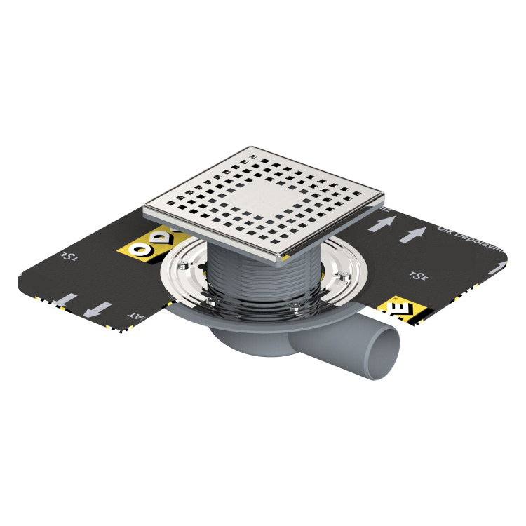 15x15 cm Paslanmaz Çerçeveli Bitüm Membranlı (EPDM) Takım Süzgeç / Yan Çıkış